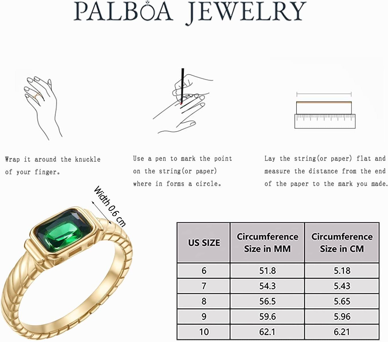Gold Emerald Rings Gold Rings for Women Dainty Green Rings Cut Emerald Gemstones CZ Non Tarnish Gold Rings 14K Gold Plated Rings for Women Band Size 6/7/8/9 - WORLD TIME VISITS