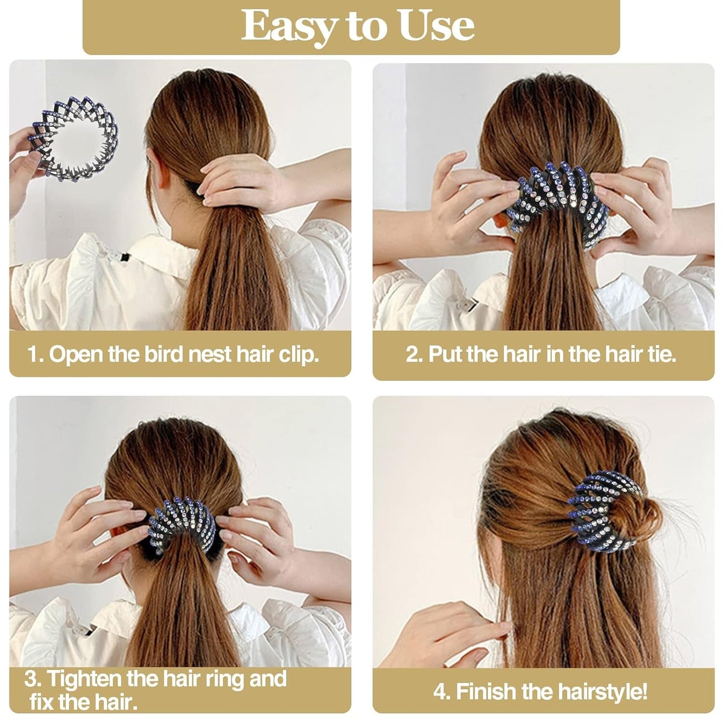 5 Pcs Bird Nest Hair Clips Holder Ponytail Holder Bun Barz Bun Clip Accessories for Women and Girls (Color-5)
