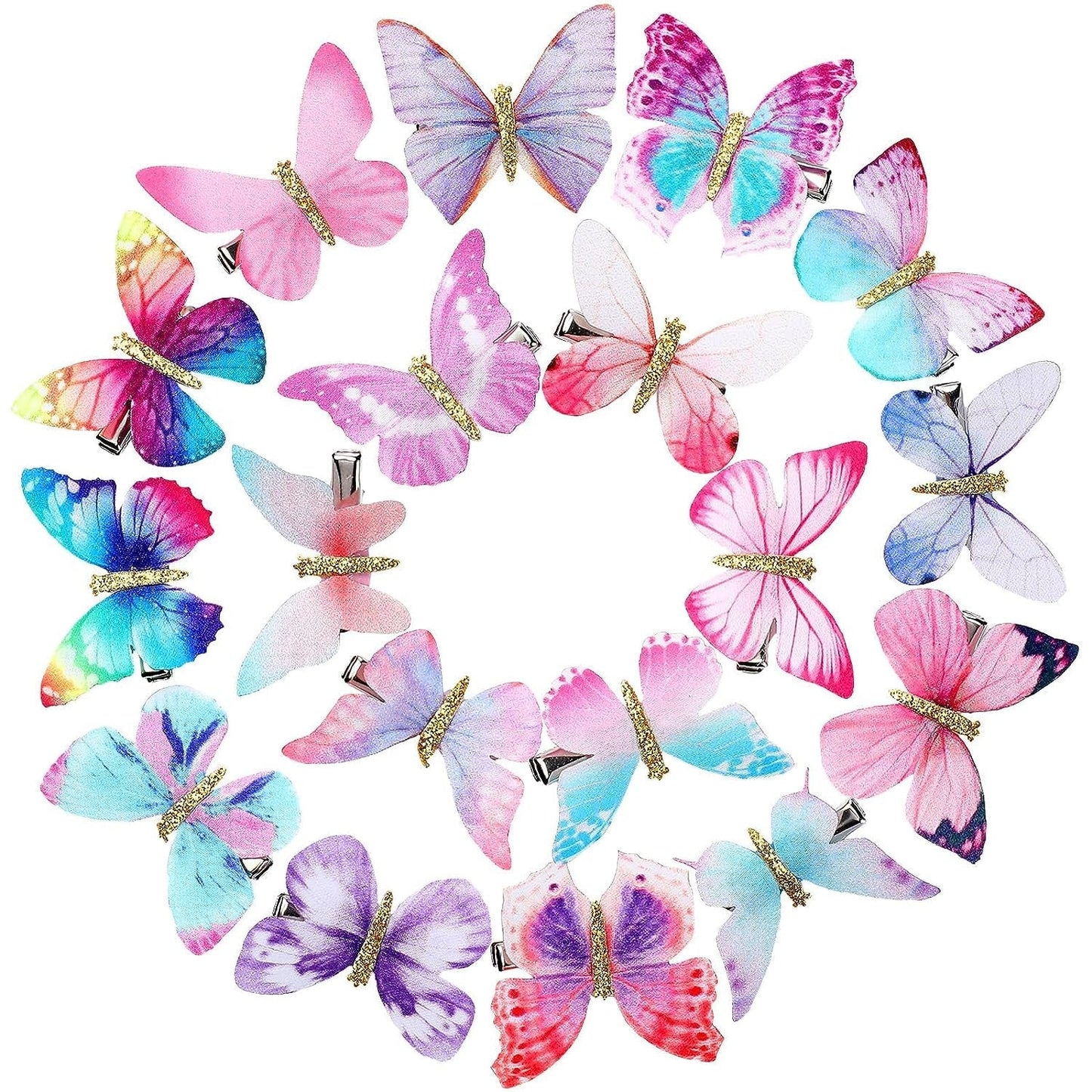 18 Pieces Glitter Butterfly Hair Clips for Girls Teens Women Hair Accessories (Dreamy Style)
