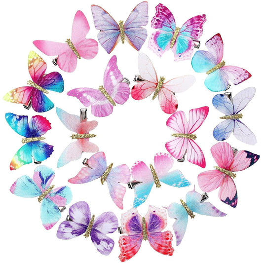18 Pieces Glitter Butterfly Hair Clips for Girls Teens Women Hair Accessories (Dreamy Style)