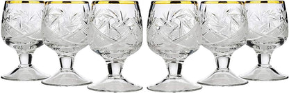 Set of 6  Glassworks, 1.7-Oz Gold Rim Vintage Russian Crystal Shot Glasses - WORLD TIME VISITS