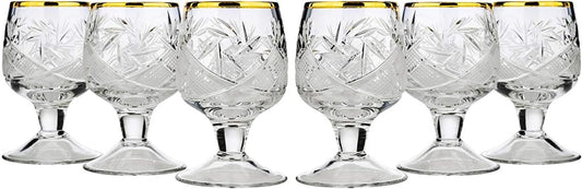 Set of 6  Glassworks, 1.7-Oz Gold Rim Vintage Russian Crystal Shot Glasses - WORLD TIME VISITS