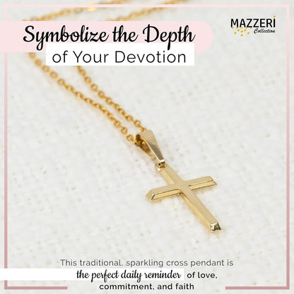 10K or 14K Gold Cross Pendant, Hypoallergenic Gold Religious Charms for Men and Women, Handcrafted in the USA - (1 Inch)
