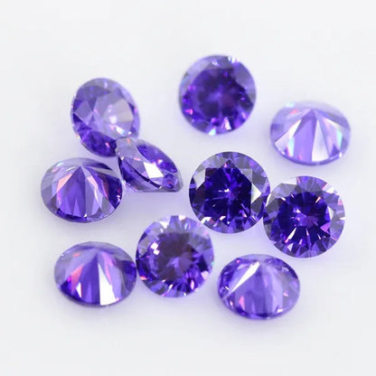 Violet-Blue Cubic Zirconia round Shape Brilliant Cut Loose CZ Stone Synthetic Gems for Jewelry