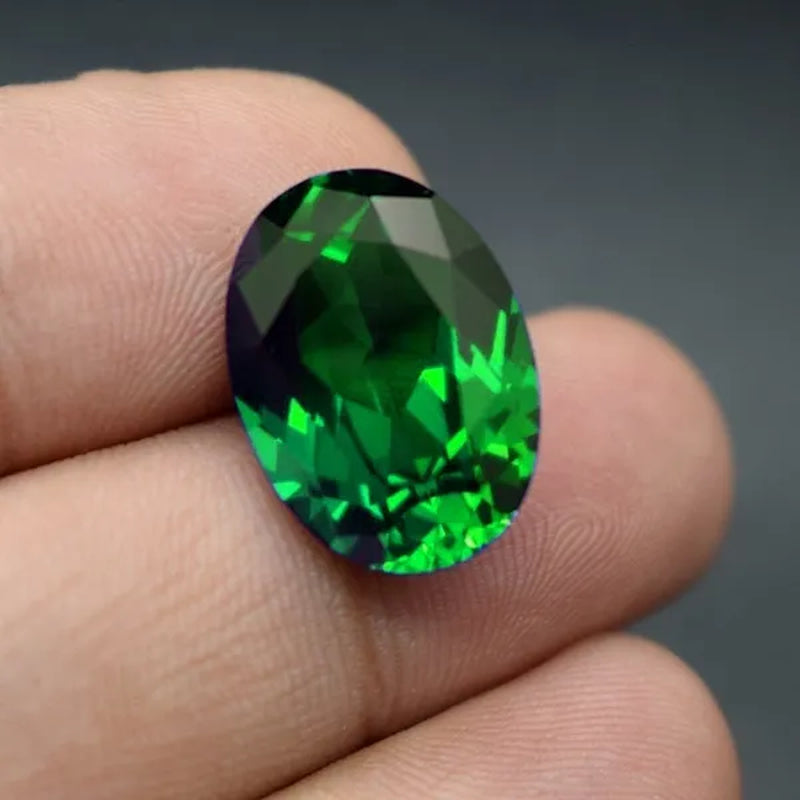 NATURAL GREEN EMERALD OVAL CUT FACETED ZAMBIAN LOOSE GEMSTONES EGG