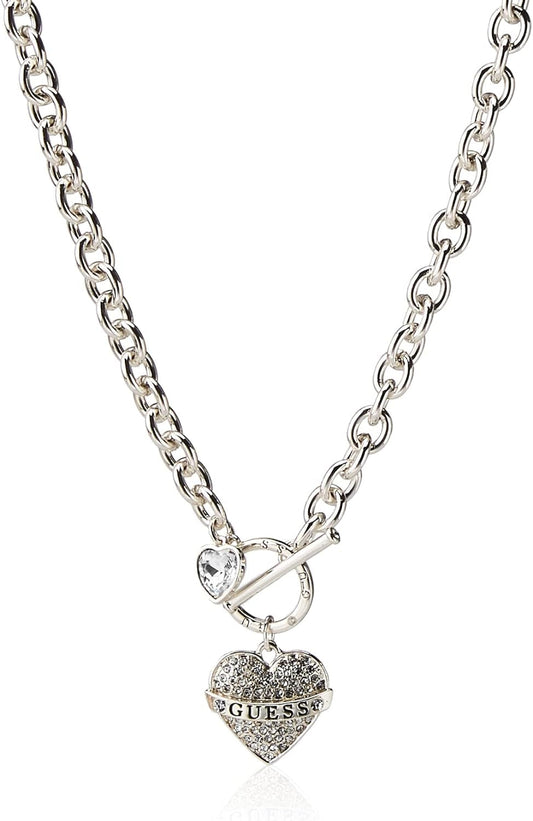 Women'S Toggle Logo Charm Necklace, Silver, One Size - WORLD TIME VISITS