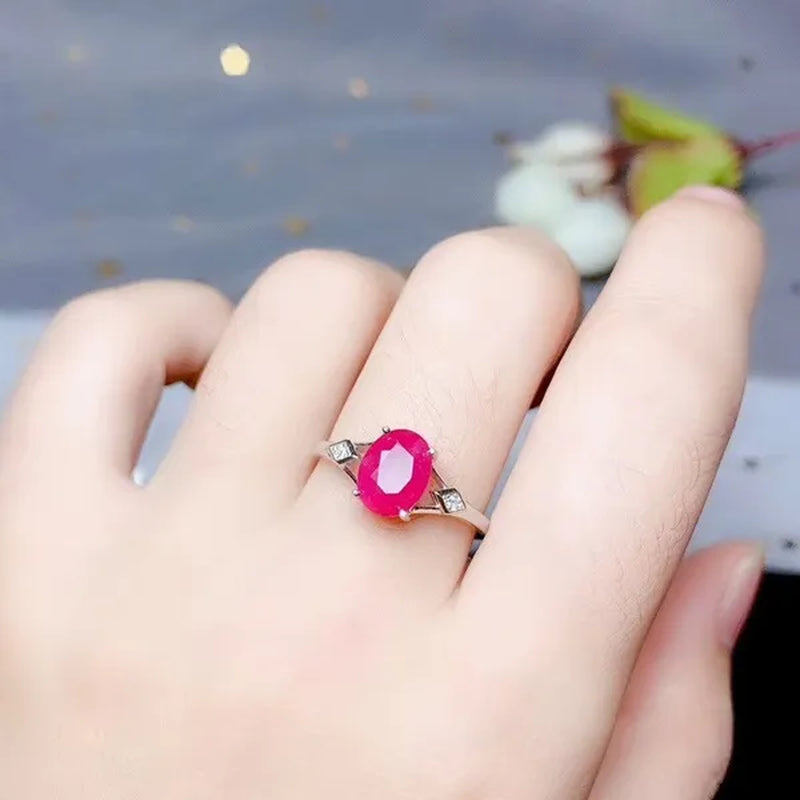 CoLife Jewelry 100% Natural Ruby Ring for Woman 6*8mm 1ct Ruby Silver Ring for Daily Wear 925 Silver Ruby Jewelry Gift for Woman