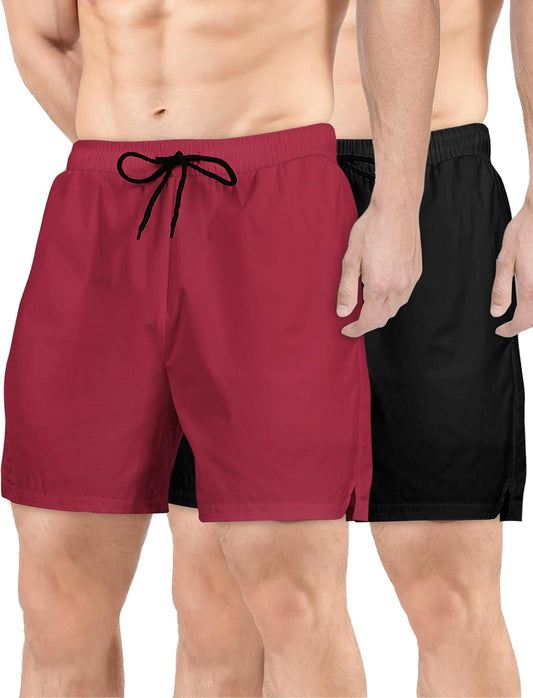 2 Pack Mens Athletic Shorts 5 Inch Inseam Workout Gym Running Shorts for Men Quick Dry Lightweight Summer Shorts - WORLD TIME VISITS
