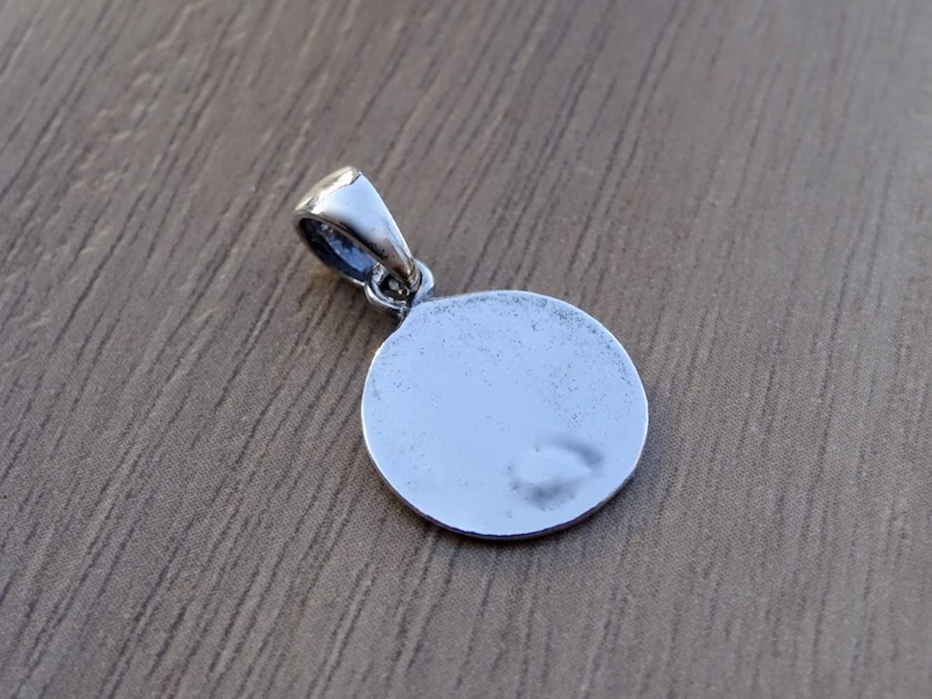 Small Mother of God Pendant Sterling Silver 925 Saint Mary Religious Necklace round Charm Jewelry