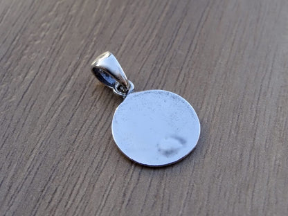 Small Mother of God Pendant Sterling Silver 925 Saint Mary Religious Necklace round Charm Jewelry