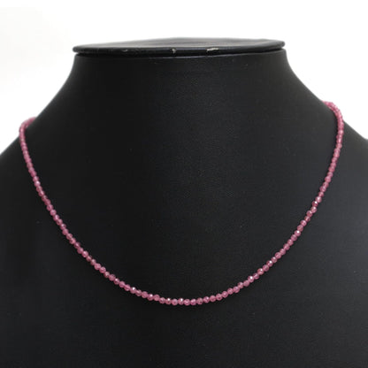 Gempires Pink Tourmaline Beaded Necklace Pink Crystal Gemstone Jewelry Hypoallergenic 18 Inch Silver Plated Handmade October Birthstone Necklace for Women