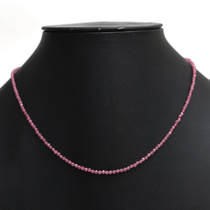 Gempires Pink Tourmaline Beaded Choker Necklace, Pink Crystal Beads Necklace, October Birthstone, 2.4-2.5 Mm Bead, Pink Fashion Jewelry, 18 Inch Silver Plated Adjustable Chain