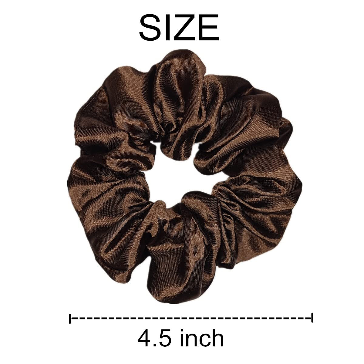 6 Pcs Satin Silk Hair Scrunchies, 4.5 Inch, Dark Brown, Hair Accessories for Women and Girls