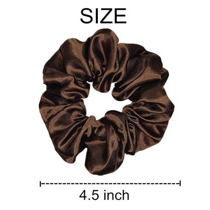6 Pcs Satin Silk Hair Scrunchies, 4.5 Inch, Dark Brown, Hair Accessories for Women and Girls