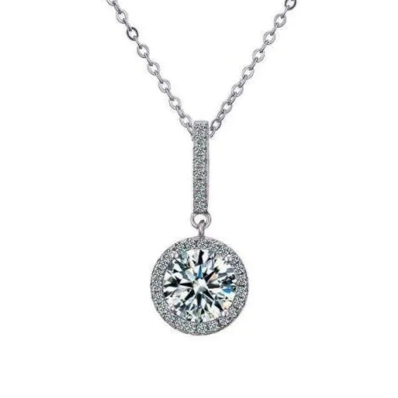 Exquisite Fashion 2ct Moissanite Solitaire Pendant Necklace for Bridal Engagement Wedding Women Necklace