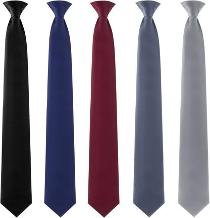 Clip on Ties for Men Solid Color Men'S 20 Inch Pretied Uniform Solid Color Clip on Tie - WORLD TIME VISITS