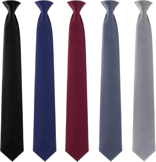 Clip on Ties for Men Solid Color Men'S 20 Inch Pretied Uniform Solid Color Clip on Tie - WORLD TIME VISITS
