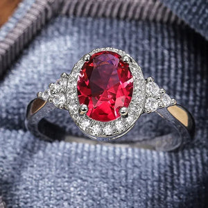 Fashion Exquisite Silver Plated Princess Lab Diamond Diana William Kate Oval Cut Ruby Gemstone Rings for Women Wedding Engagement Jewelry