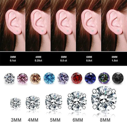 316L Surgical Stainless Steel Stud Earrings Hypoallergenic Cubic Zirconia Barbell Studs Earrings CZ Earrings 1 Pairs 3 - 8Mm - WORLD TIME VISITS