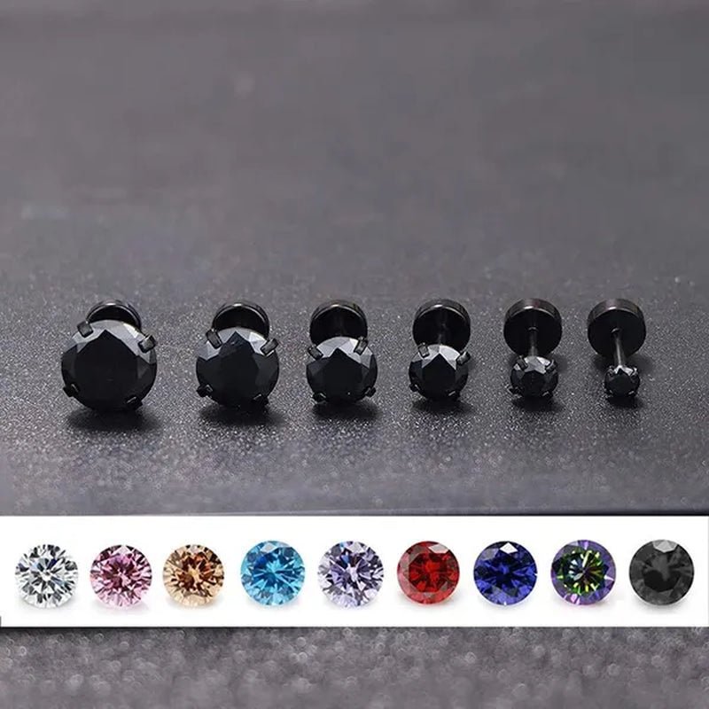 316L Surgical Stainless Steel Stud Earrings Hypoallergenic Cubic Zirconia Barbell Studs Earrings CZ Earrings 1 Pairs 3-8Mm