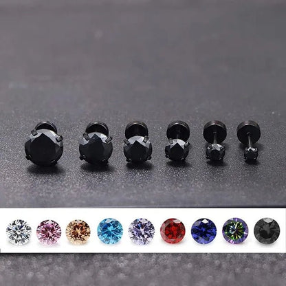 316L Surgical Stainless Steel Stud Earrings Hypoallergenic Cubic Zirconia Barbell Studs Earrings CZ Earrings 1 Pairs 3-8Mm