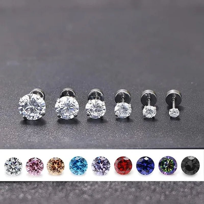 316L Surgical Stainless Steel Stud Earrings Hypoallergenic Cubic Zirconia Barbell Studs Earrings CZ Earrings 1 Pairs 3-8Mm