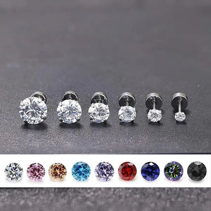 316L Surgical Stainless Steel Stud Earrings Hypoallergenic Cubic Zirconia Barbell Studs Earrings CZ Earrings 1 Pairs 3-8Mm