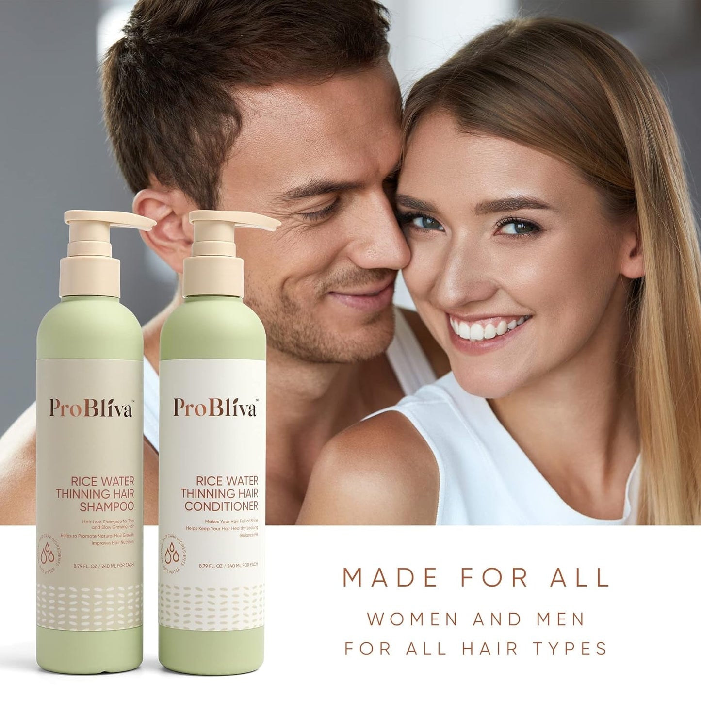 Rice Water Thinning Hair Shampoo & Conditioner - anti Hair Loss - Regrowth & Thickening