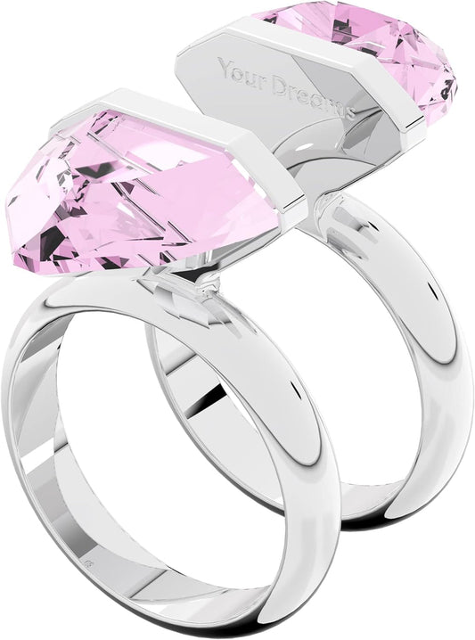 Lucent Crystal Ring Jewelry Collection, Rhodium Tone Finish, Pink Crystals