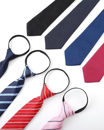 8 Pieces Zipper Tie for Men Adjustable Necktie Pre Tied Clip on Men
