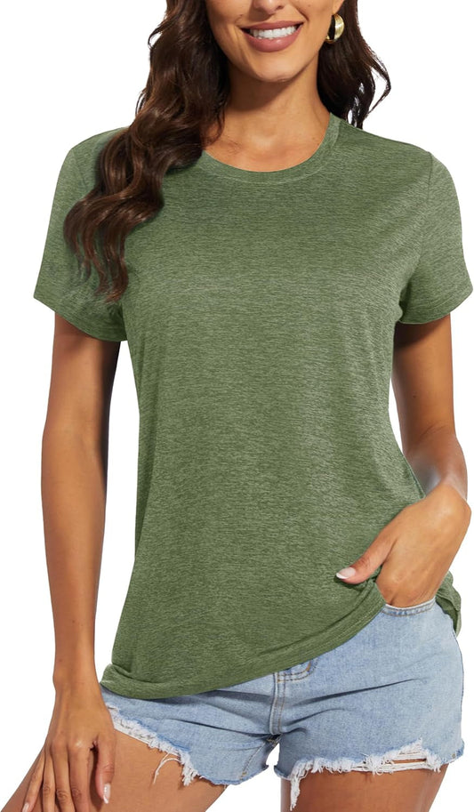 Women'S Short Sleeve Quick Dry T-Shirts Wicking Moisture Workout Athletic Running Shirts