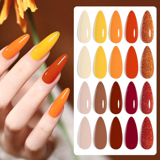 Gel Nail Polish Set-10 Colors Fall Yellow Orange Gold Glitter Pumpkin Dark Series Nail Gel Polish Starter Kit Soak off Salon DIY Manicure Nail Art Gifts for Girls Women 7Ml