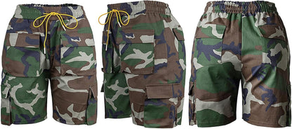 Women Camo Shorts Slim Fit Camouflage Cargo Shorts Casual Army Fatigue Shorts with Pockets