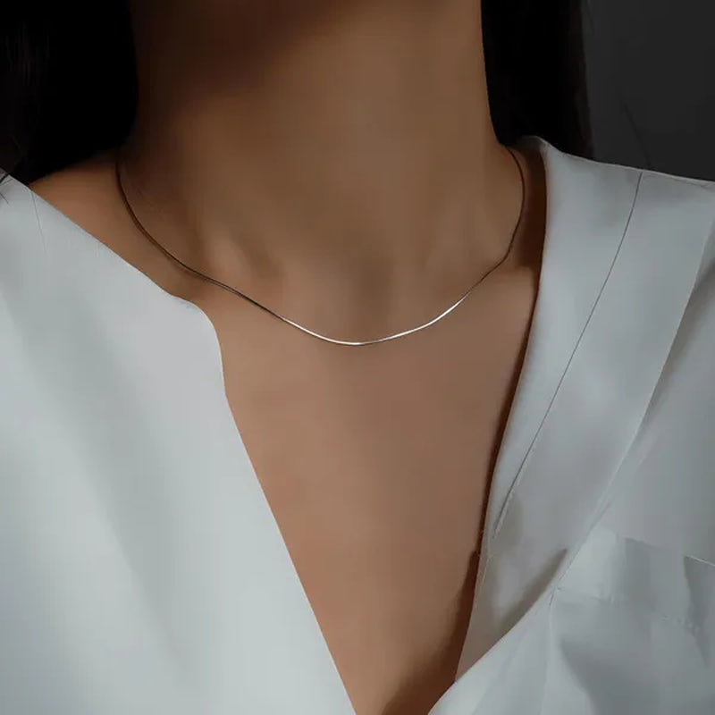 Fashion Women Men 925 Silver Pretty 1MM Snake Chain Necklace for Pendant
