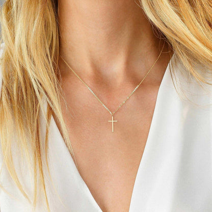 Gold Cross Necklace for Women Girls Trendy - 14K Gold Plated Layered Cross Necklace Tiny Sideway Choker CZ Necklaces for Women Trendy Faith Jewelry First Communion Gifts