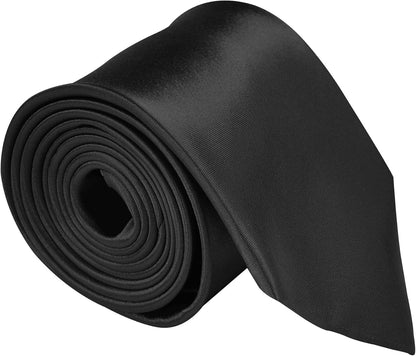 Silk Ties for Men 3.5 Inch Mens Ties Silk Black Ties for Men Satin Tie Solid Color Ties for Men - WORLD TIME VISITS