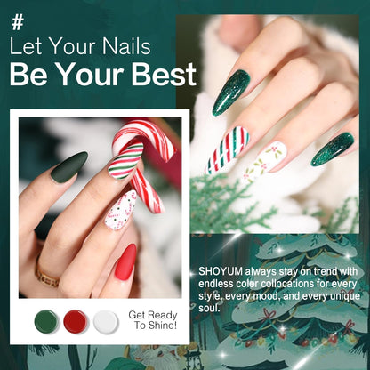 Christmas Day Gel Nail Polish Set - 10 Colors Gel Polish Set Red White Green Gold Silver Glitter Sparkle Gel Nail Kit Soak off Nail Art Manicure DIY Gifts for Women Classic