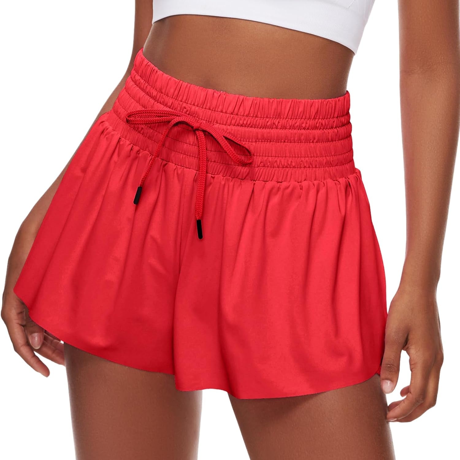 Women Flowy Athletic Shorts,2 in 1 High Waisted Running Shorts with Pocket Yoga Workout Casual Wear Summer - WORLD TIME VISITS