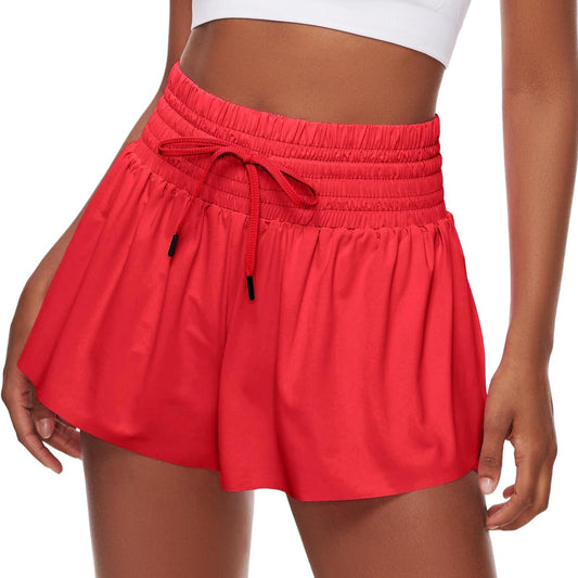Women Flowy Athletic Shorts,2 in 1 High Waisted Running Shorts with Pocket Yoga Workout Casual Wear Summer - WORLD TIME VISITS