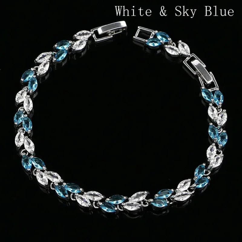 Trendy 2019 Cubic Zirconia Jewelry 925 Silver Leaf Charm CZ Crystal Female Bracelets Bangles for Women