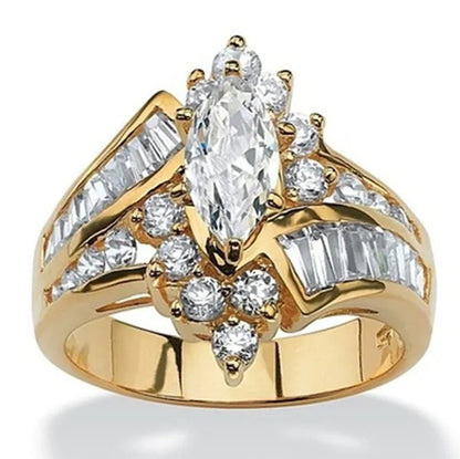 3.20 TCW Marquise Cut White Sapphire 925 Sterling Silver Engagement Ring
