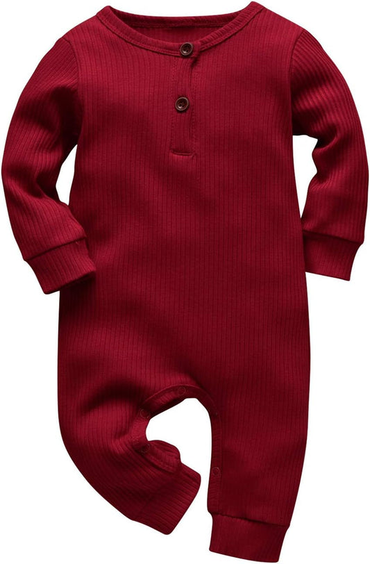 Baby Boy Girl Solid Color One Piece Romper Jumpsuit Outfits Clothes