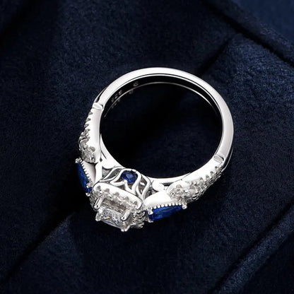 Newshe Wedding Ring Sets For Women Princess Pear Blue Sapphire Engagement Rings Bridal Jewelry 925 Sterling Silver Sz 5-12