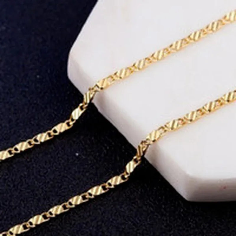 New Fashion Luxury Exquisite Men and Women Fashion Solid  Chain Necklace 2mm Wide and Thin Necklace Bridal Wedding Engagement High Jewelry Size: 16-30 Inches