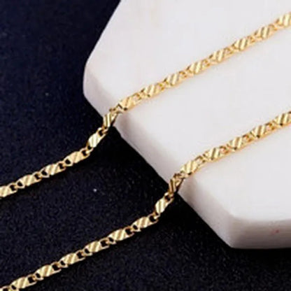 New Fashion Luxury Exquisite Men and Women Fashion Solid  Chain Necklace 2mm Wide and Thin Necklace Bridal Wedding Engagement High Jewelry Size: 16-30 Inches
