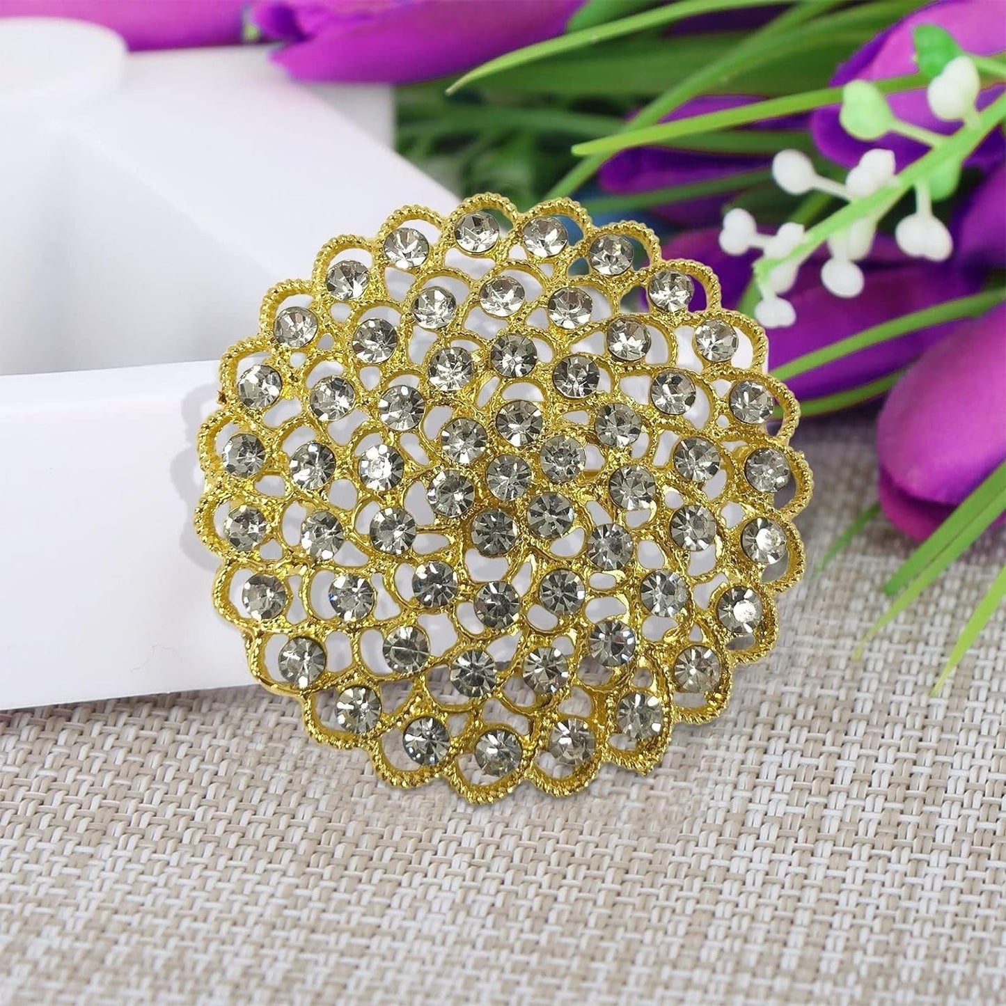 2" Silver Diamond Chair Buckle Sash Pin