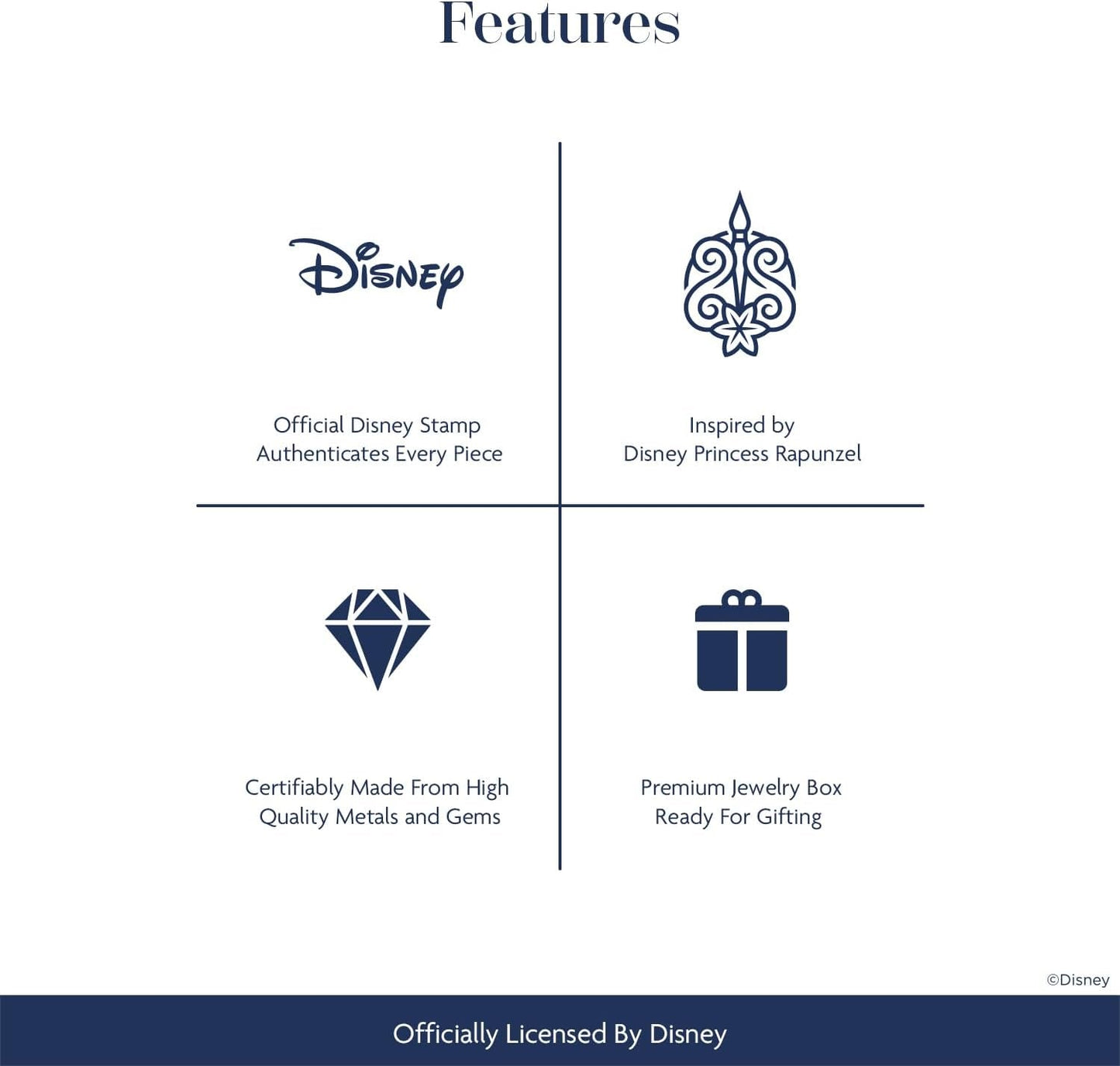 Enchanted Disney Fine Jewelry 14K Rose Gold over Sterling Silver with 1/10 CTTW Diamonds and Rose De France Briolette Rapunzel Pendant Necklace