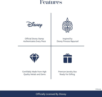 Enchanted Disney Fine Jewelry 14K Rose Gold over Sterling Silver with 1/10 CTTW Diamonds and Rose De France Briolette Rapunzel Pendant Necklace