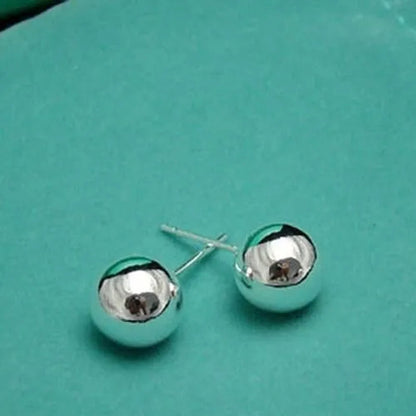 6MM 8MM 10MM Fashion Chic 925 Sterling Silver Sterling Silver Earrings Fashion Ball Stud Earrings New - WORLD TIME VISITS
