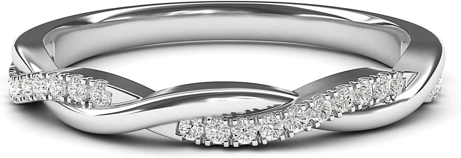14K White Gold 2.5Mm Petite Twisted Vine Simulated Diamond Ring Wedding Band Matching Ring - WORLD TIME VISITS
